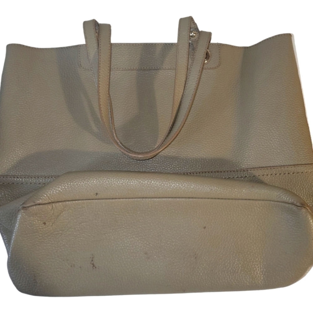 Oroton Taupe Mushroom Pebbled Leather Shoulder Shopper Hobo Bag - Picture 8 of 8